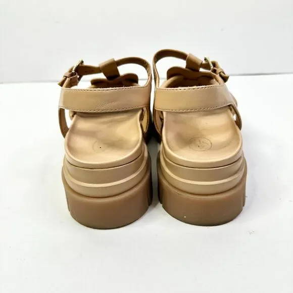 Ash Sandals Women 10 Beige Sirena NEW Leather Platform Chunky Shoes Athleisure - Picture 5 of 8